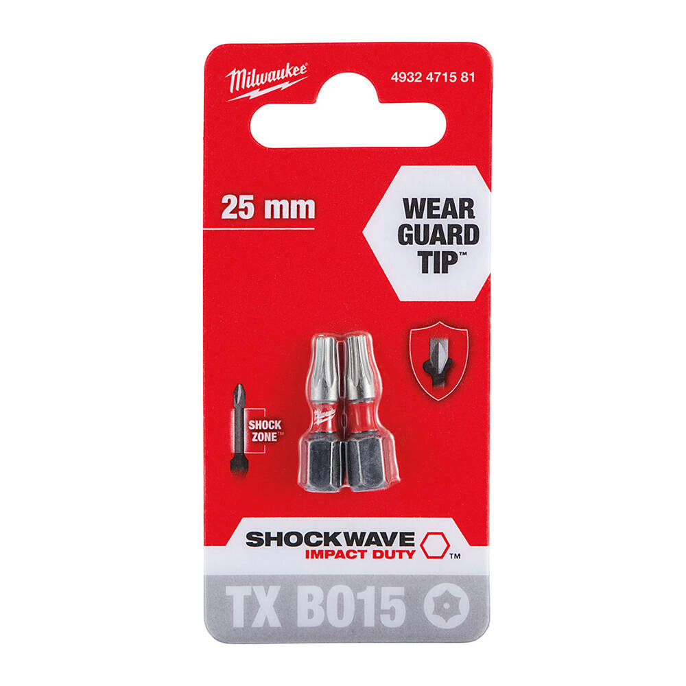 MILWAUKEE BITS UÇ TX BO15 25mm 2LI PKT SHOCKWAVE